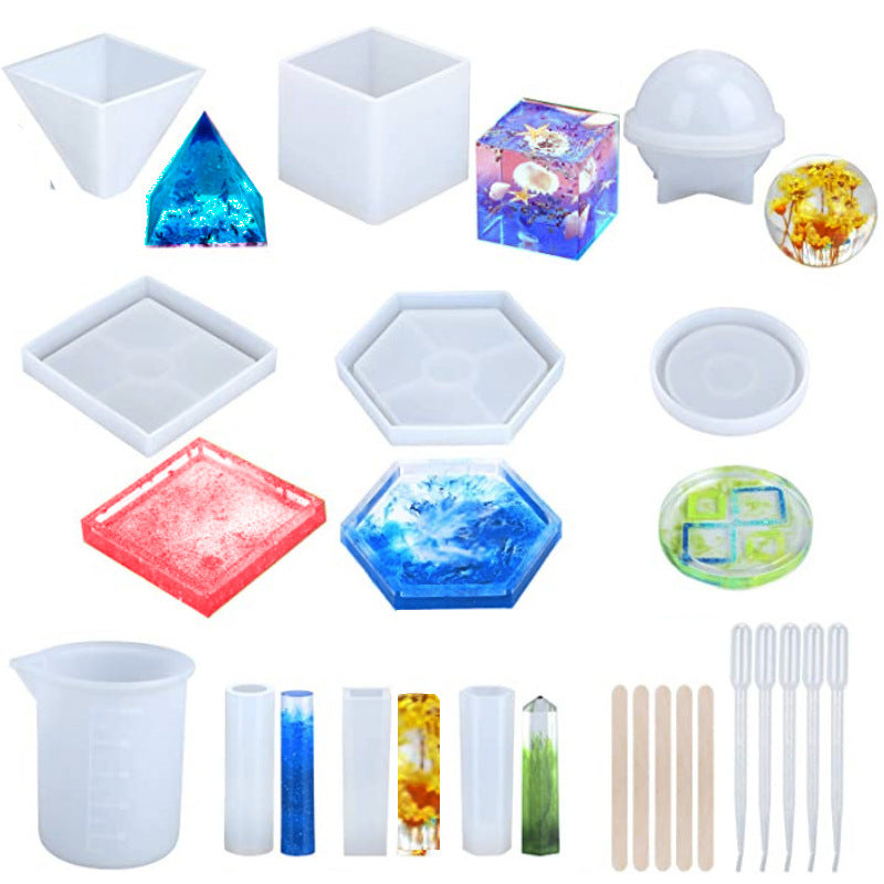 Epoxy Resin Mold Pendant Cube Measuring Cup Stirring Wooden Stick Measuring Cup Ball Silicone