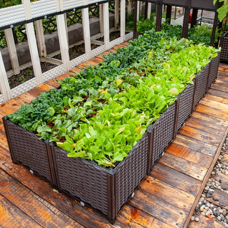 Extra-Large 16X16 Inch Rectangular Plastic Planter - Ideal For Vegetable Gardening