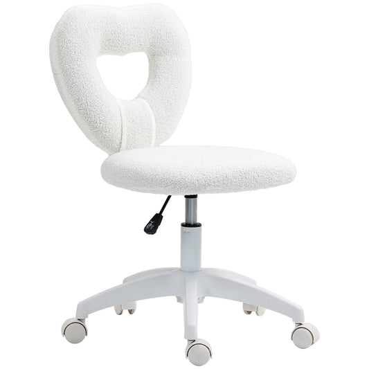 Teddy Fleece Heart Chair With Swivel Wheels