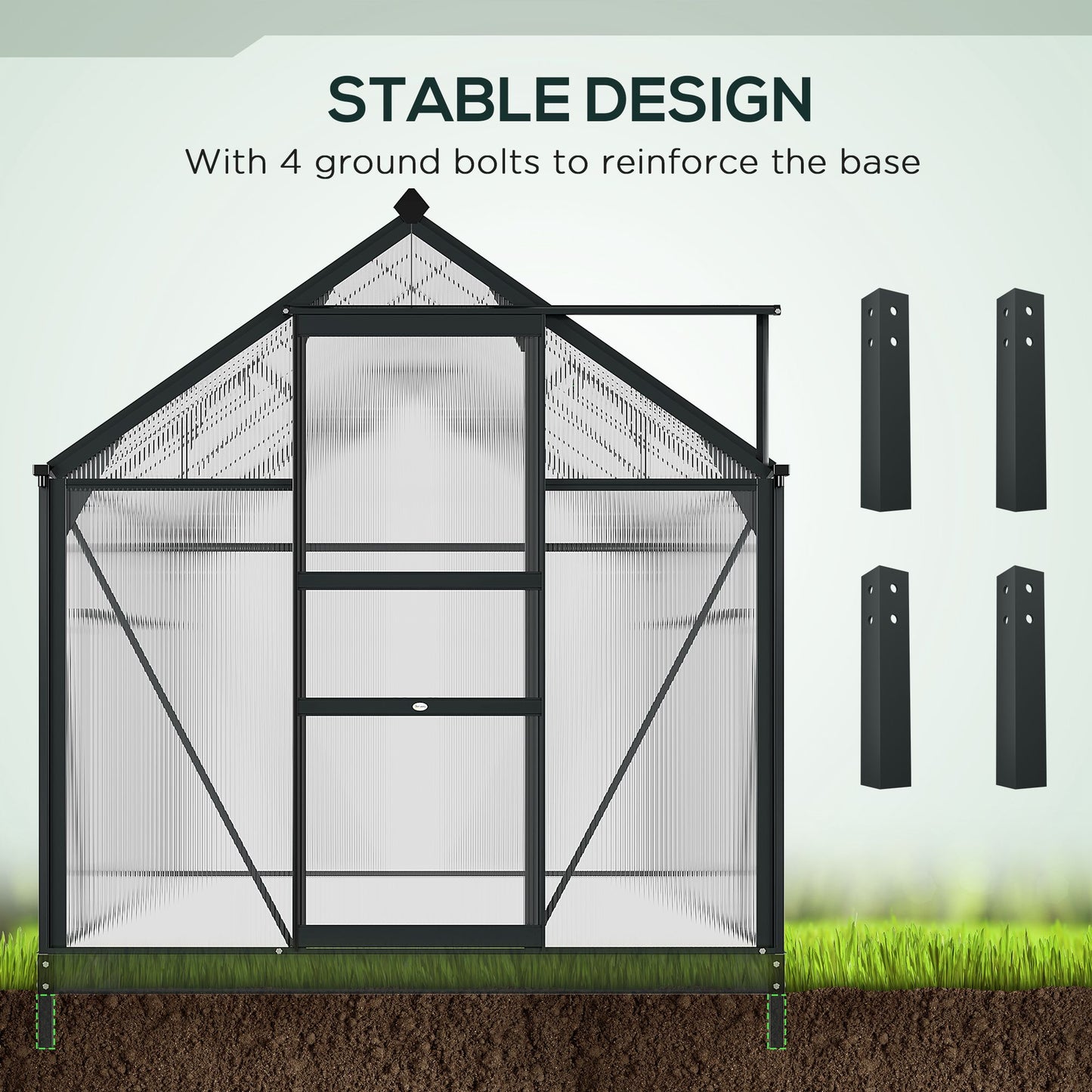 6.2' x 10.3' x 6.6' Outdoor Greenhouse with Walk-in Vent Door for Backyard Garden