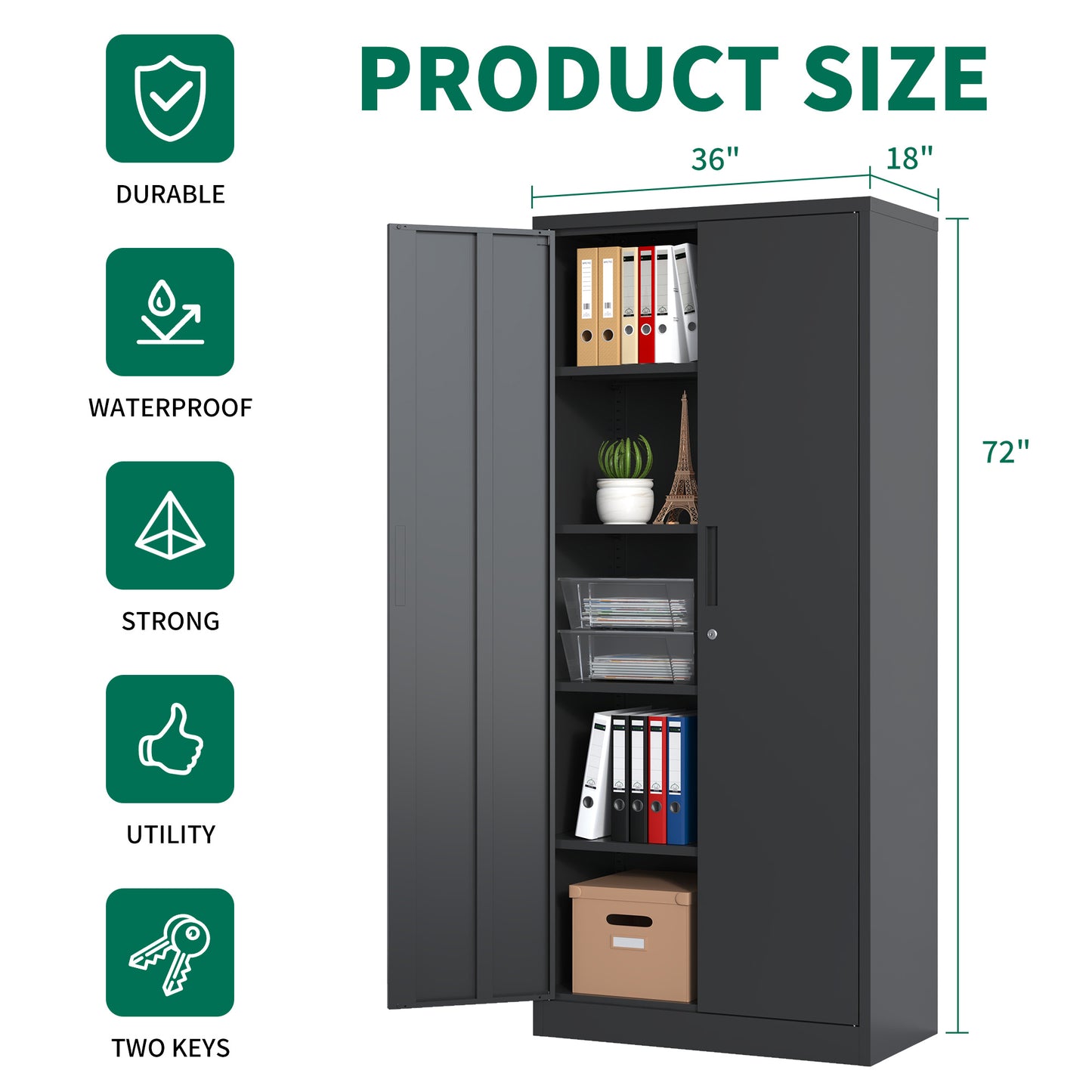 Cabinet With Doors And 4 Shelves, lockable