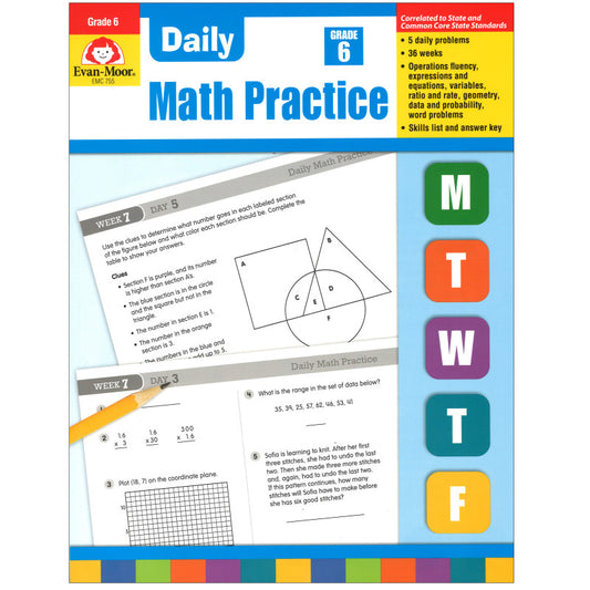 DAILY MATH PRACTICE GR 6 BOOK