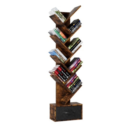9 Tier Tree Bookshelf With Drawer