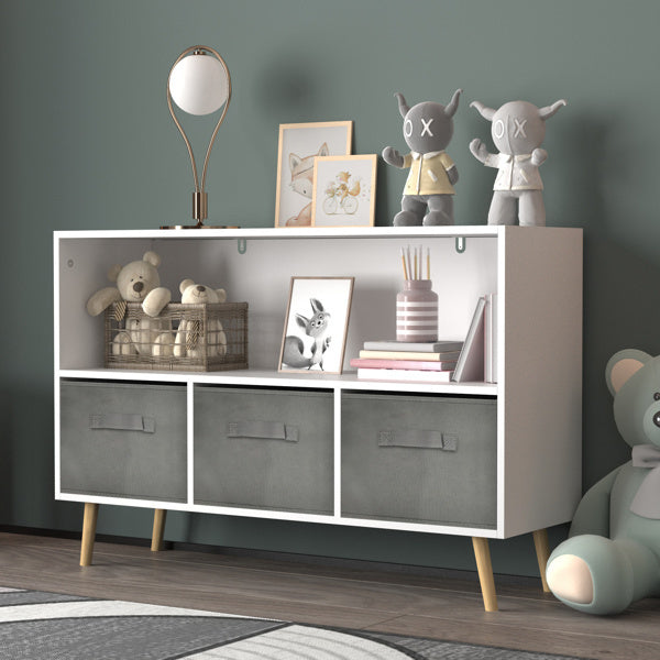 Children's Bookcase With Foldable Fabric Drawers, Children's Book Display