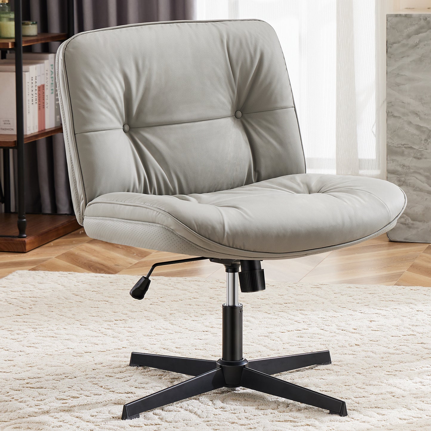 Armless Office Desk Wide Seat No Wheels