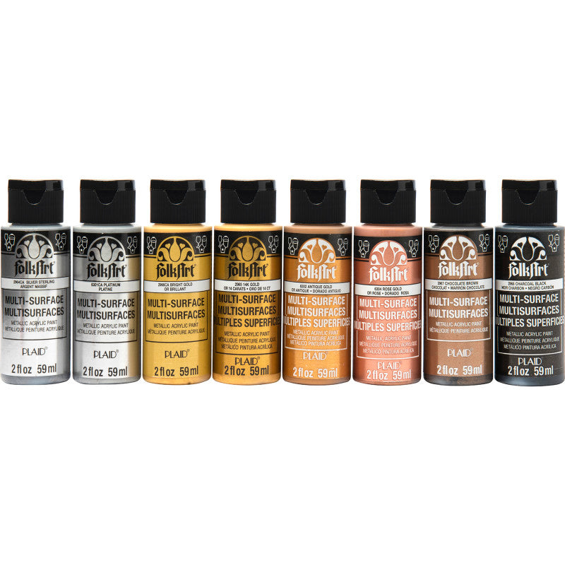 MULTISURFACE METAL 8 PC SET 2 OZ FOLKART PAINT