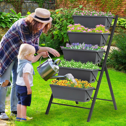 5-Tier Raised Garden Bed With Water Drainage