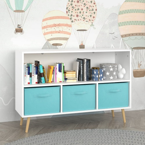 Children's Bookshelf With Foldable Fabric Drawers