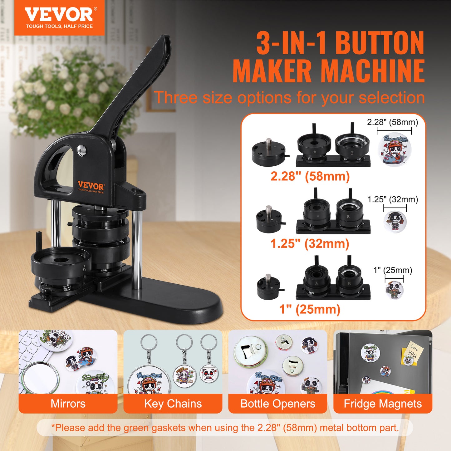 VEVOR Button Maker, 3-IN-1