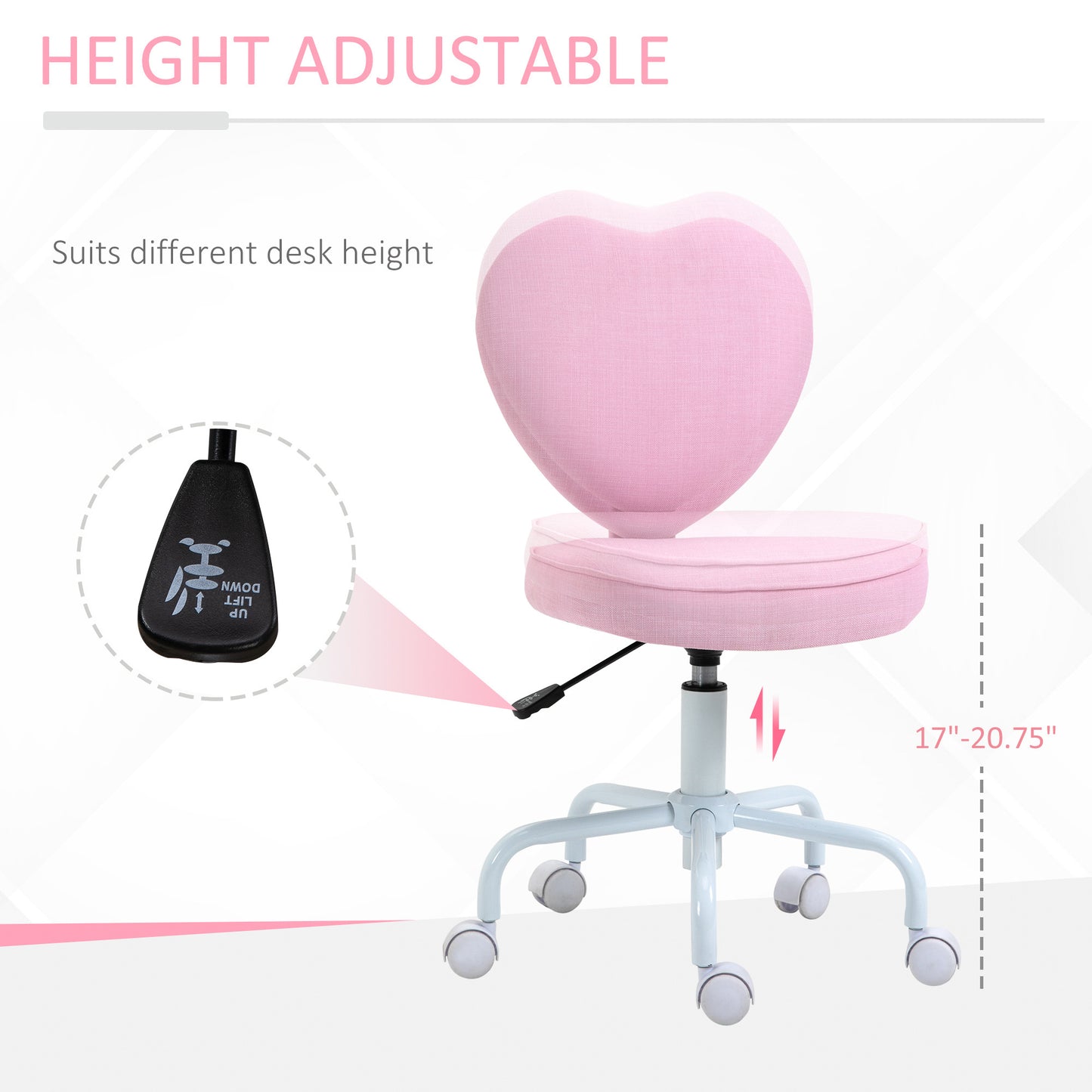 Heart Shape Swivel Desk Chair