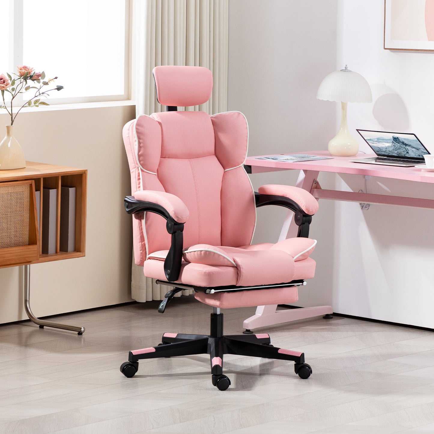 Executive Desk Chair With Headrest, Foot Rest, Swivel Wheels, Reclining Computer Chair