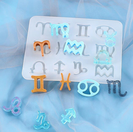 12 Constellation Crystal Epoxy Mould Stud Earrings Pendant
