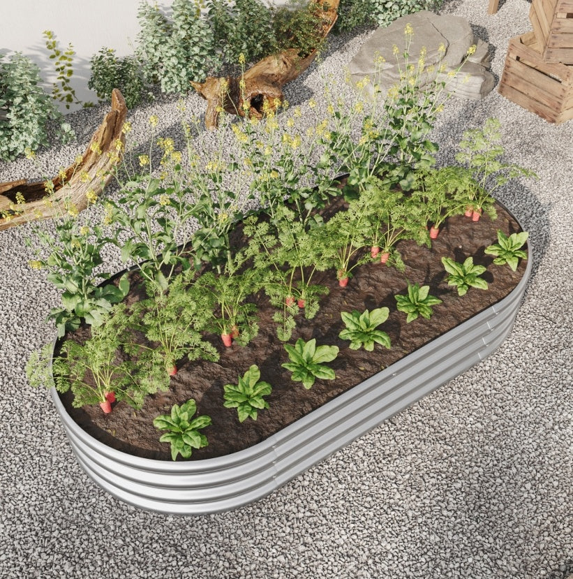 Oval Large Metal Raised Garden Bed For Plants