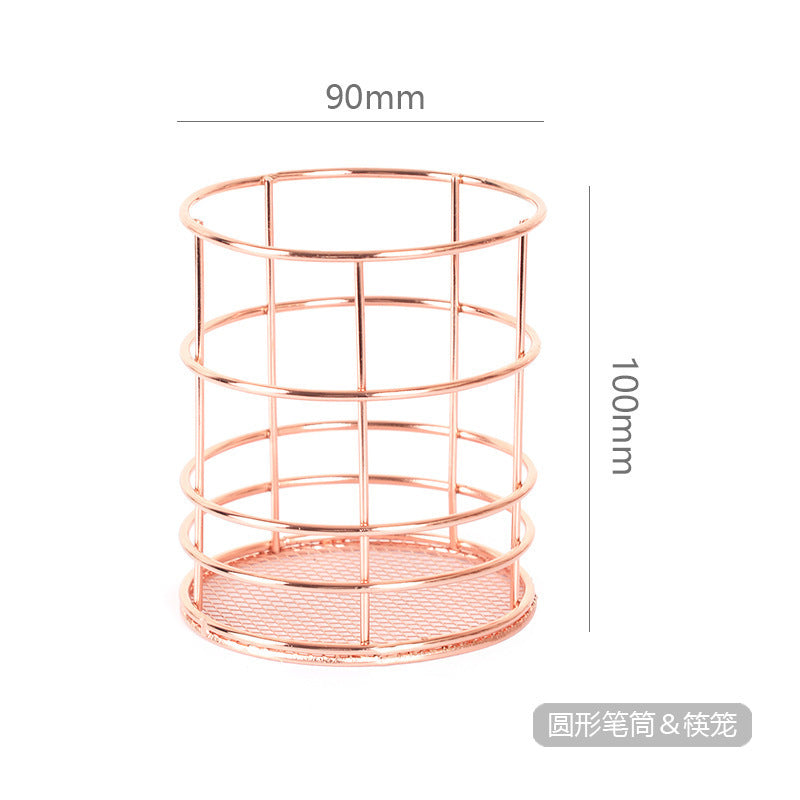 rose gold square round pen holder sundry desktop