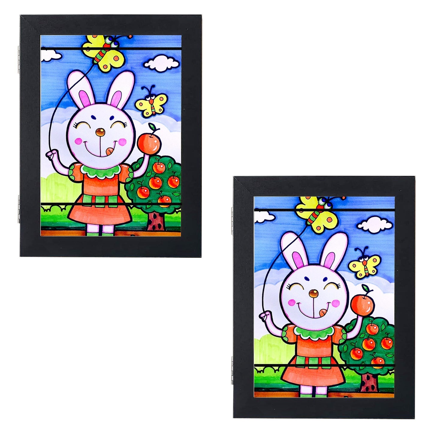 Kids Art Frame Front Opening Wooden Frame Artwork Display Storage