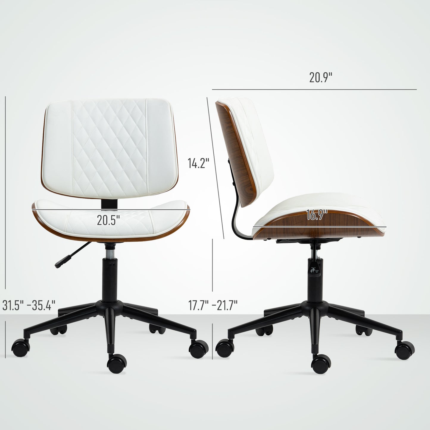 Leather Desk Chair With Adjustable Height, 360 Swivel