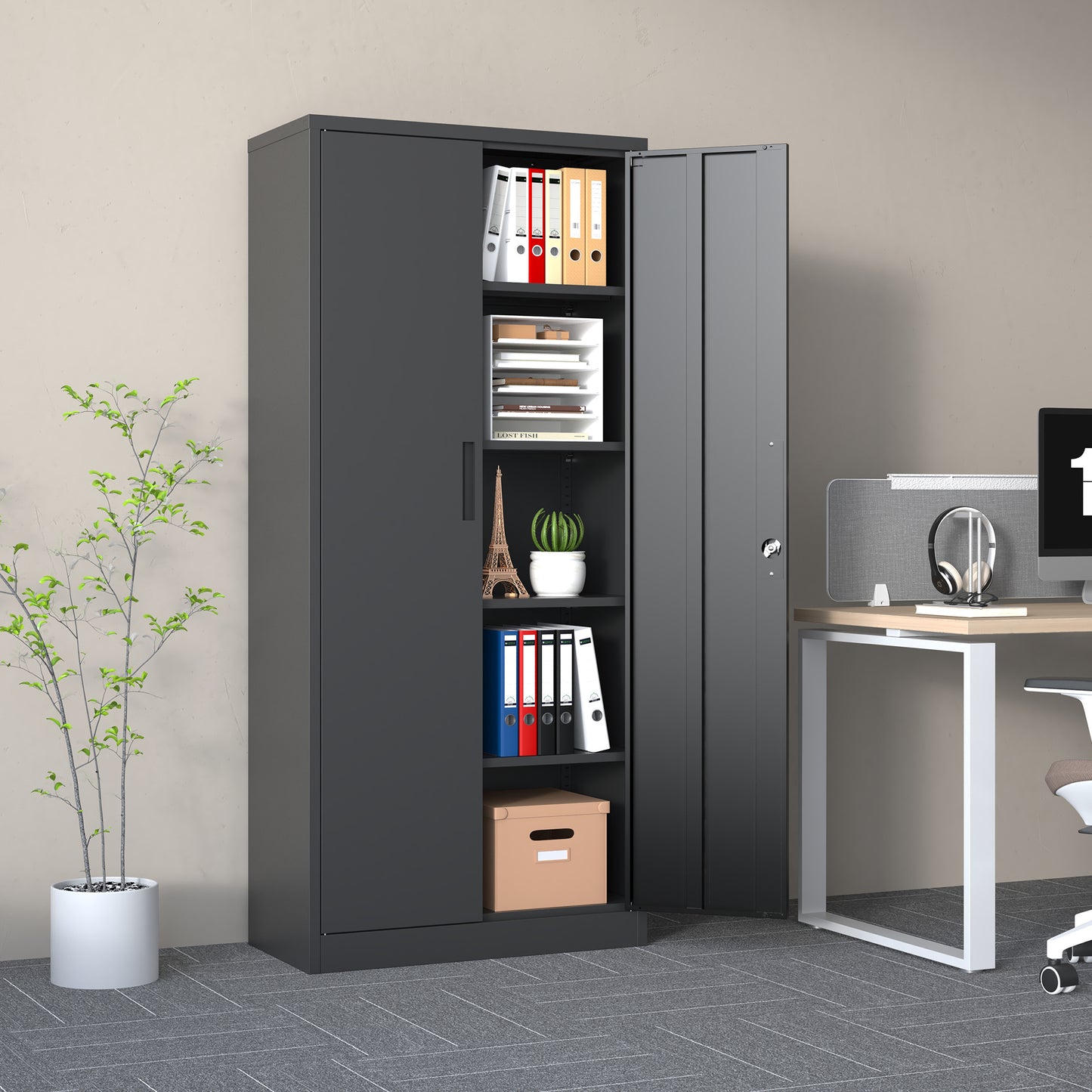 Cabinet With Doors And 4 Shelves, lockable