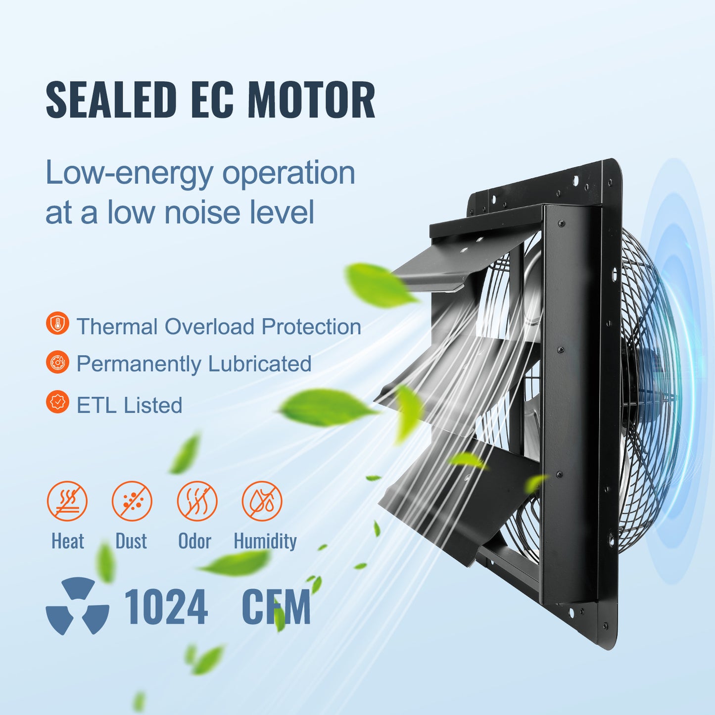 VEVOR Shutter Exhaust Fan, With Temperature Humidity Controller for greenhouse