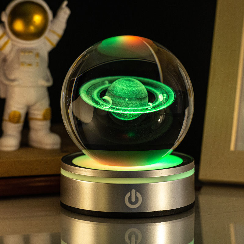 Creative 3D Inner Carving Luminous Crystal Ball Solar System Science Kit