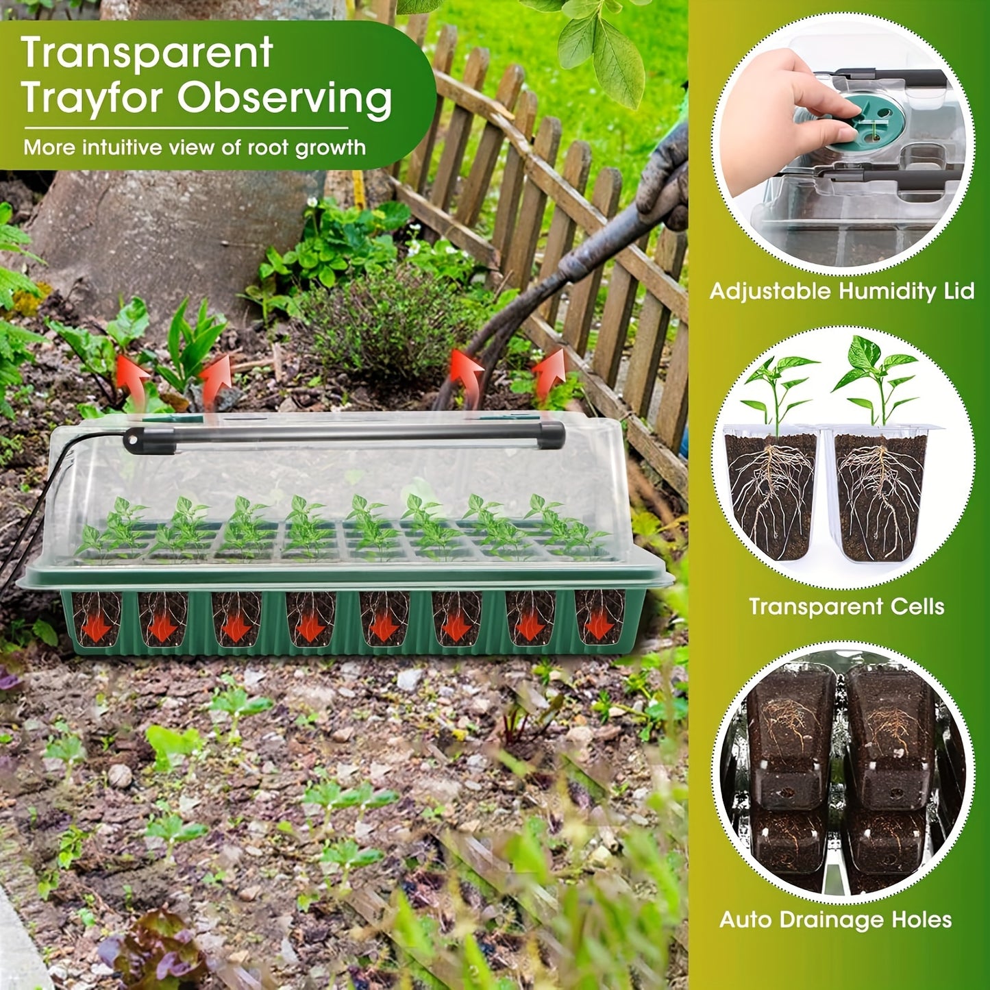 A Set of 4 Seed Germination Trays,Gardening And Indoor Greenhouse