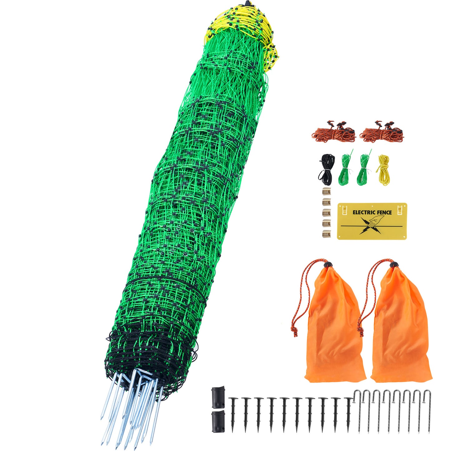 VEVOR Electric Fence Netting, 42 H X 164L, PE Net Fencing With Posts & Double-Spiked Stakes, Utility Portable Mesh For Goats, Sheep, Lambs, Hogs