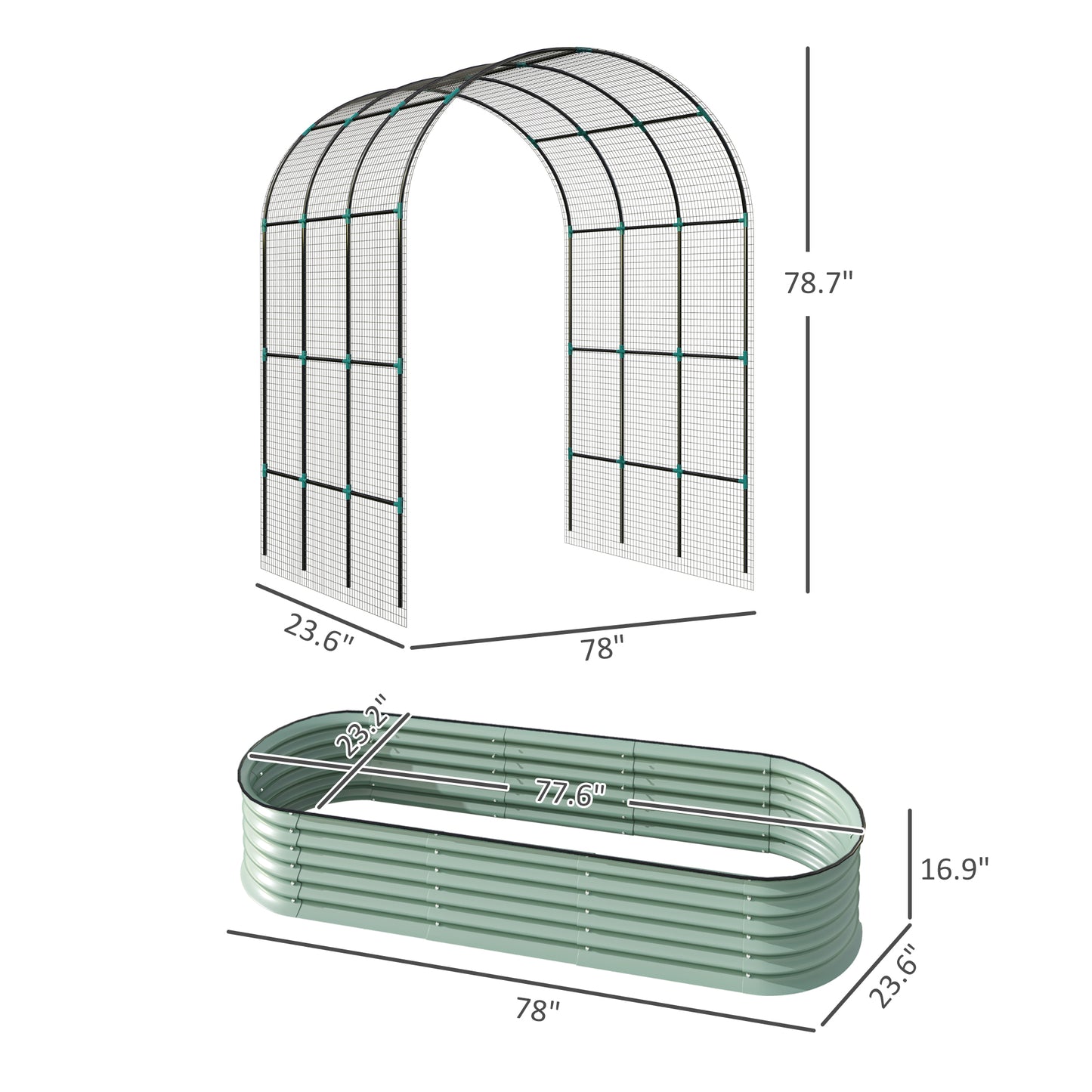 Raised Garden Beds Set with Arch Trellis