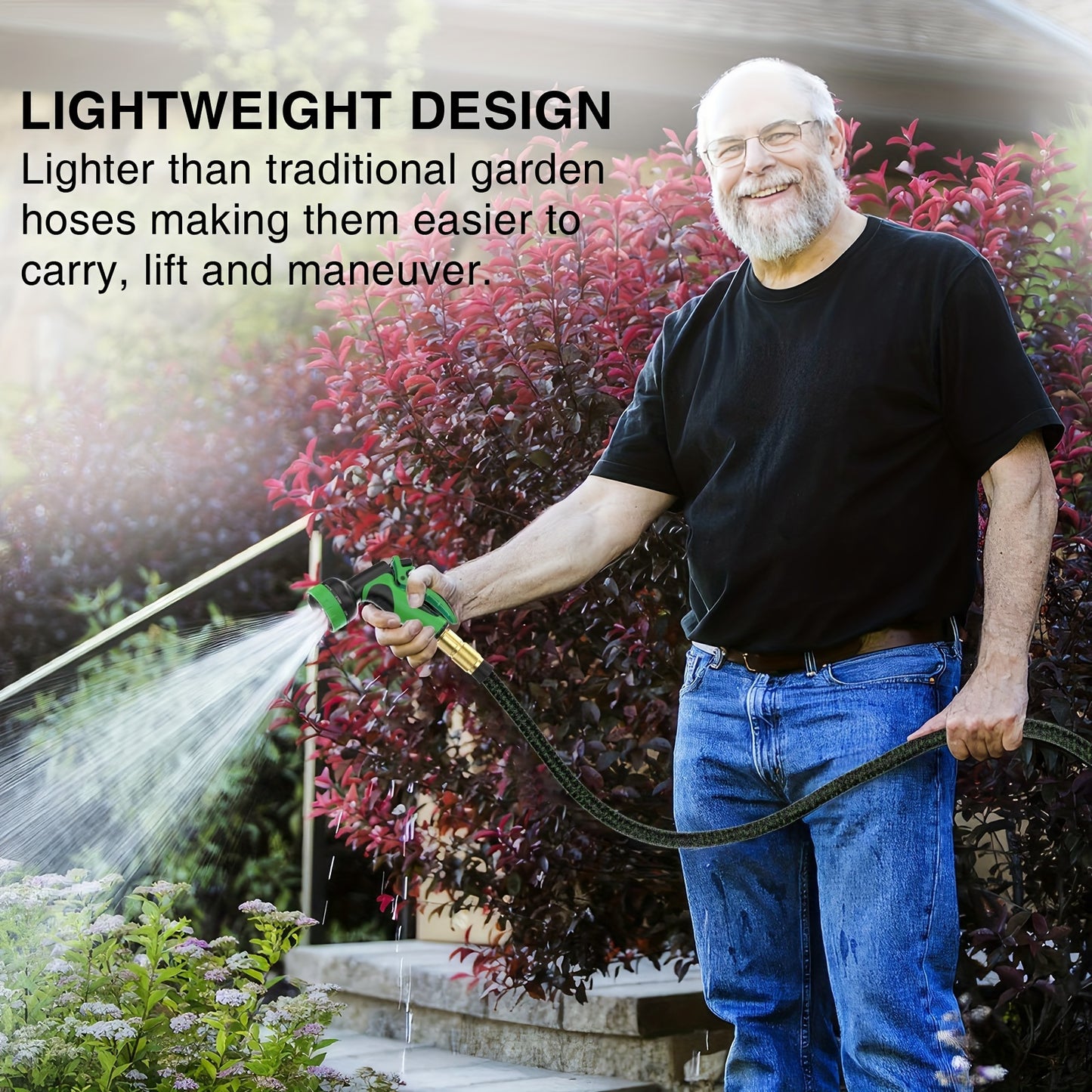 100FT Heavy-Duty Expandable Garden Hose With 10-Function High-Pressure Spray Nozzle