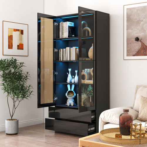 Storage Cabinet With Glass Doors