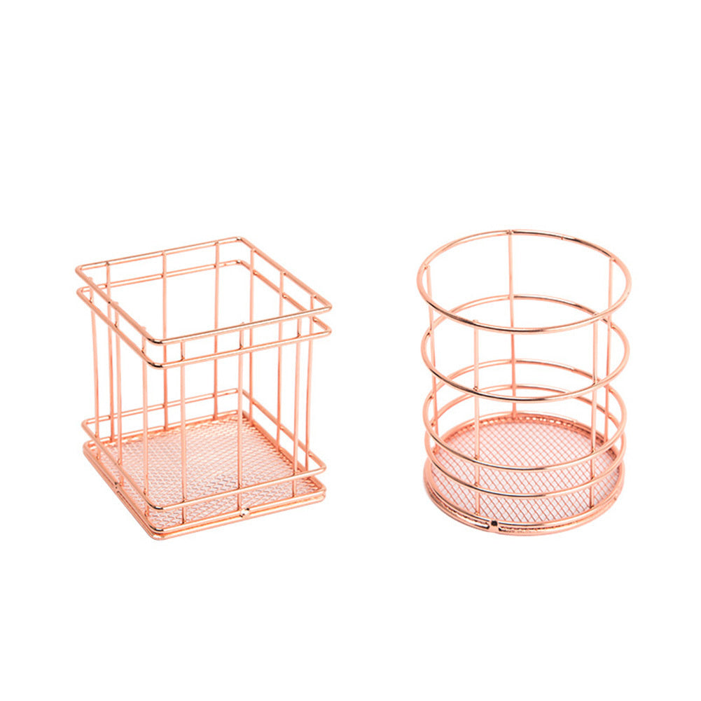 rose gold square round pen holder sundry desktop