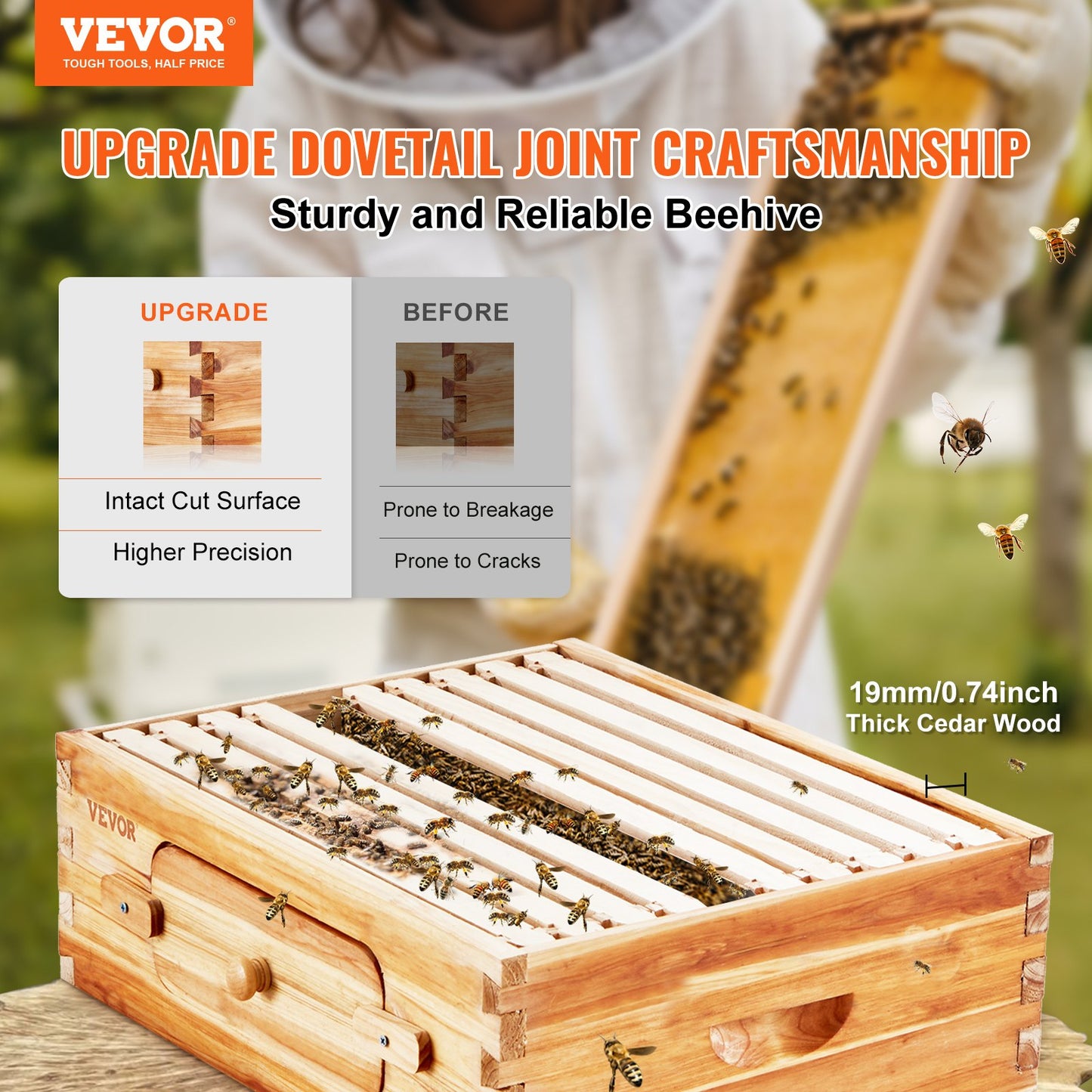 Beehive Medium Langstroth Beehive add on box with 10 Frames And Foundations  to provide more space for your bees to make more honey