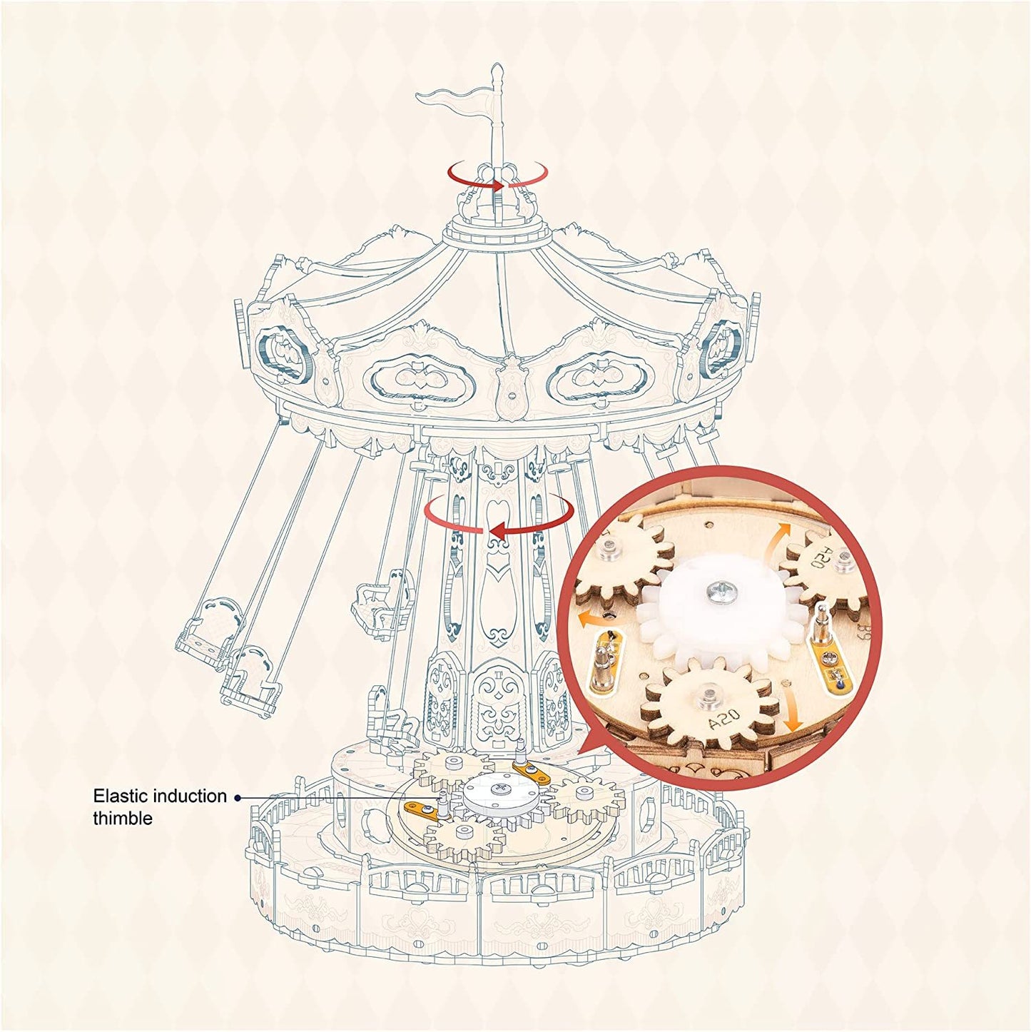 Robotime Rokr Magic Amusement Park Swing Ride 3D Wooden Puzzles