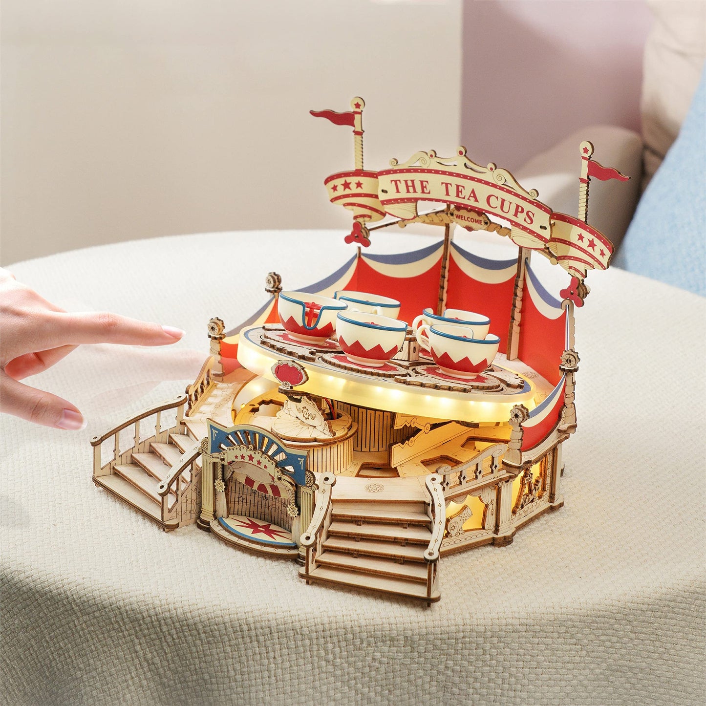Robotime RokrTilt-A-Whirl DIY Music Box Building Block Amusement Park Series