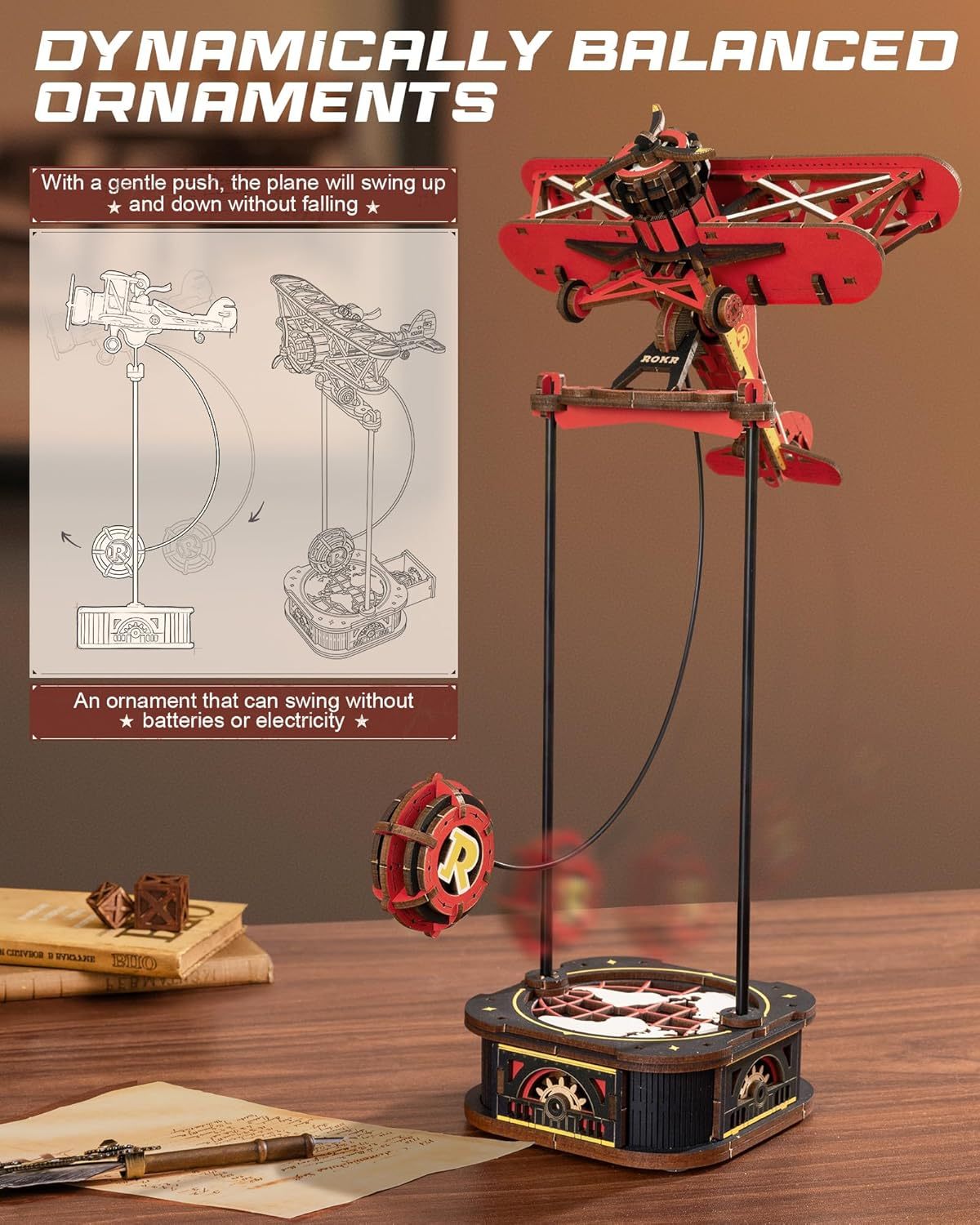 3D Wooden Puzzle Kit - Gravity Swing Series Gladiator Fighter With Moving Mechanism STEM Kit
