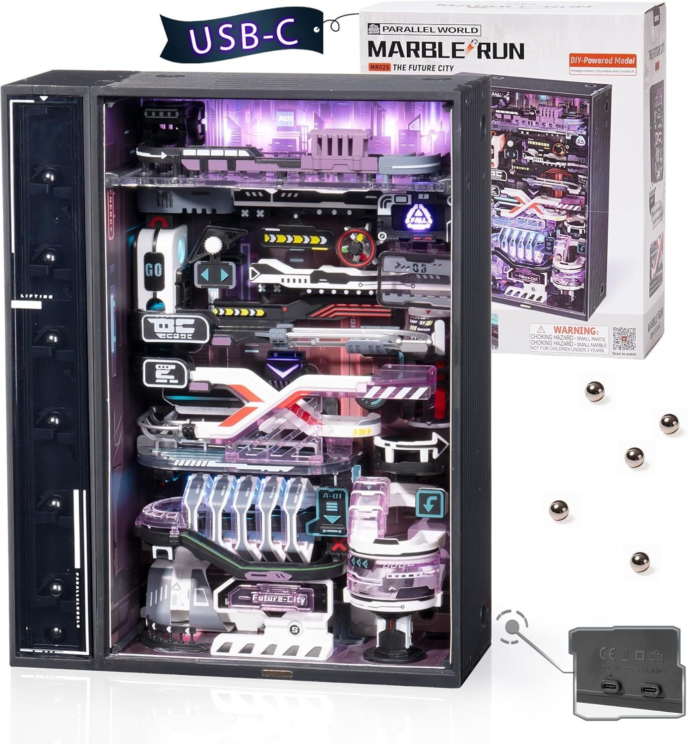 ROBOTIME 3D Puzzle Model Kit To Build Last City, Marble Run LED Glow In The Dark STEM Kit
