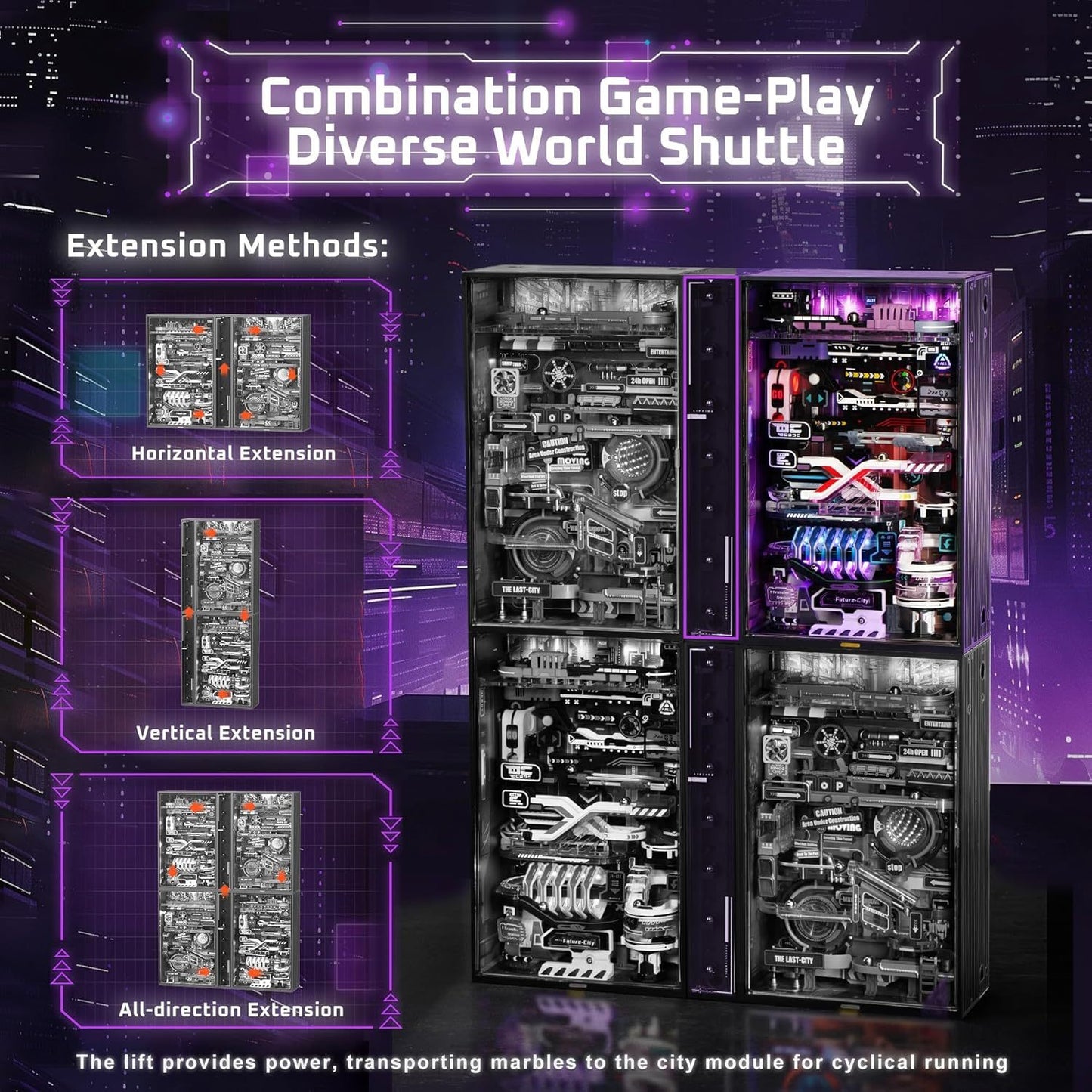 ROBOTIME 3D Puzzle Model Kit To Build Last City, Marble Run LED Glow In The Dark STEM Kit