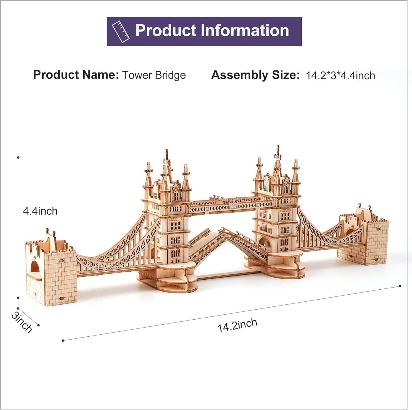 3D Wooden Puzzle London Tower Bridge STEM Kit