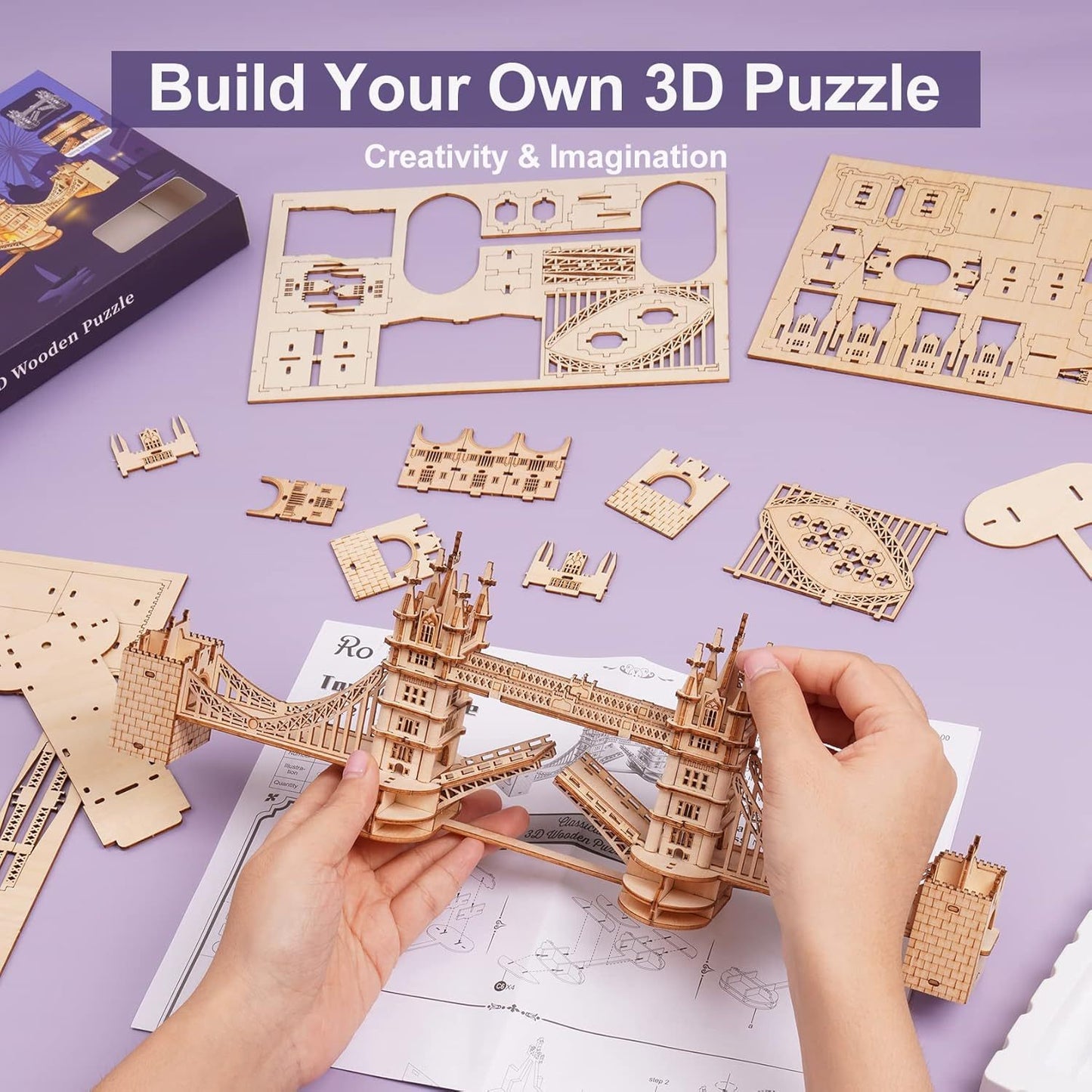 3D Wooden Puzzle London Tower Bridge STEM Kit