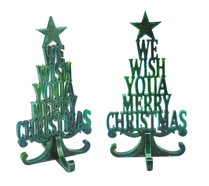 Crystal Epoxy Resin Christmas Tree Letter Desktop Decoration