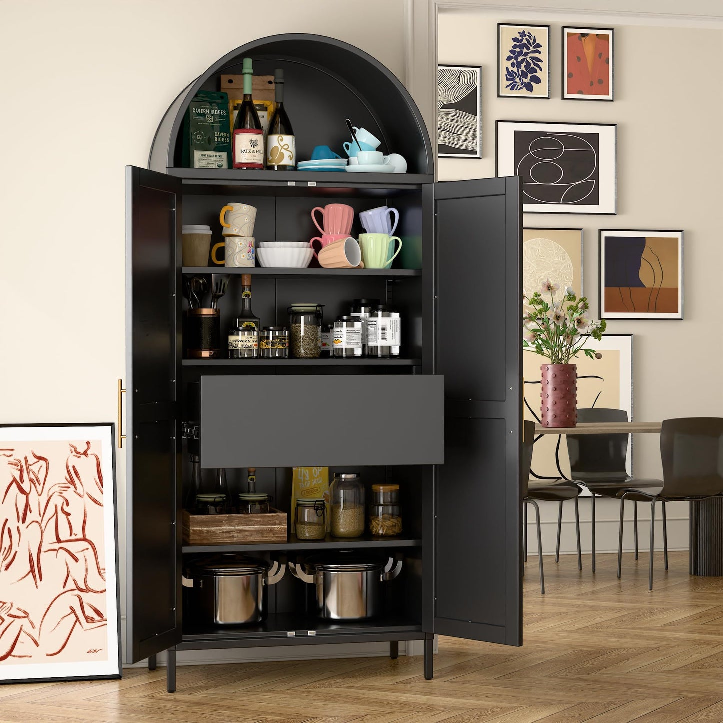 Tall Metal Arched Cabinet