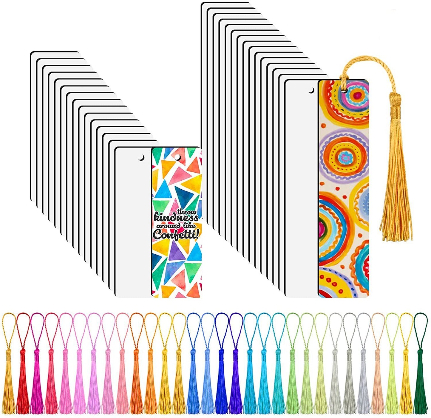 30pcs Dye Sublimation Blank Bookmark MDF With Color Tassel