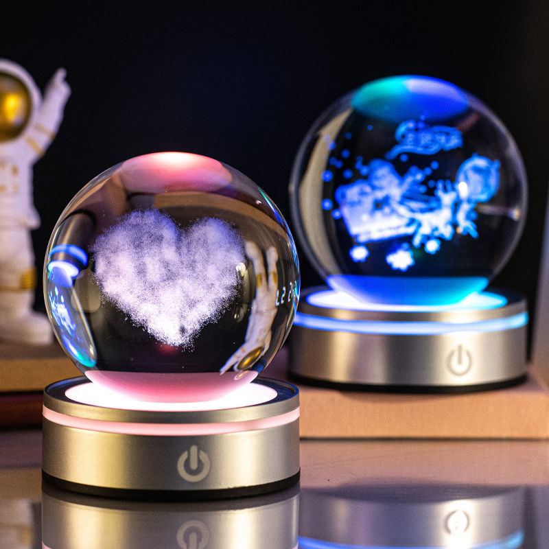 Creative 3D Inner Carving Luminous Crystal Ball Solar System Science Kit