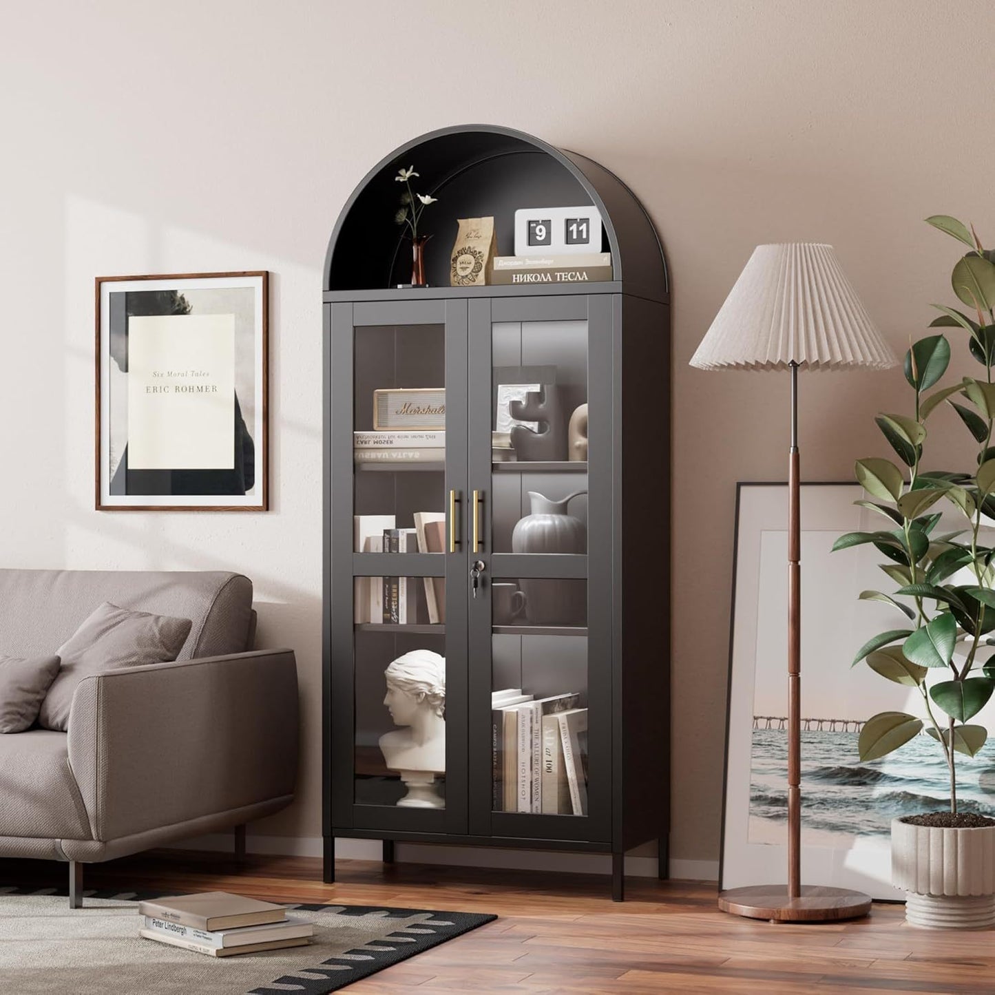 Metal Arched Cabinet With LED Strips