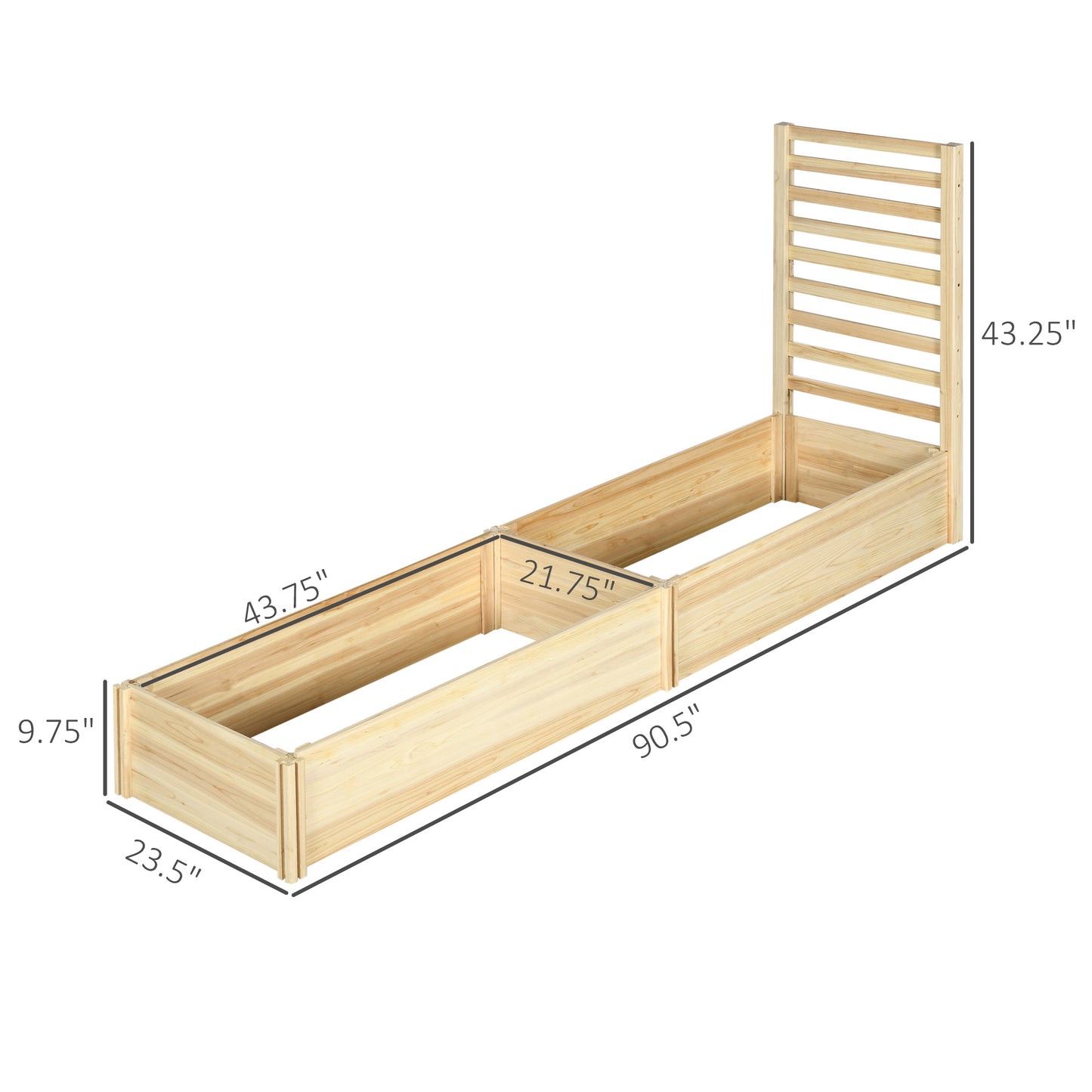 Wood Planter Box with Trellis for Climbing Plants, Raised Garden Bed