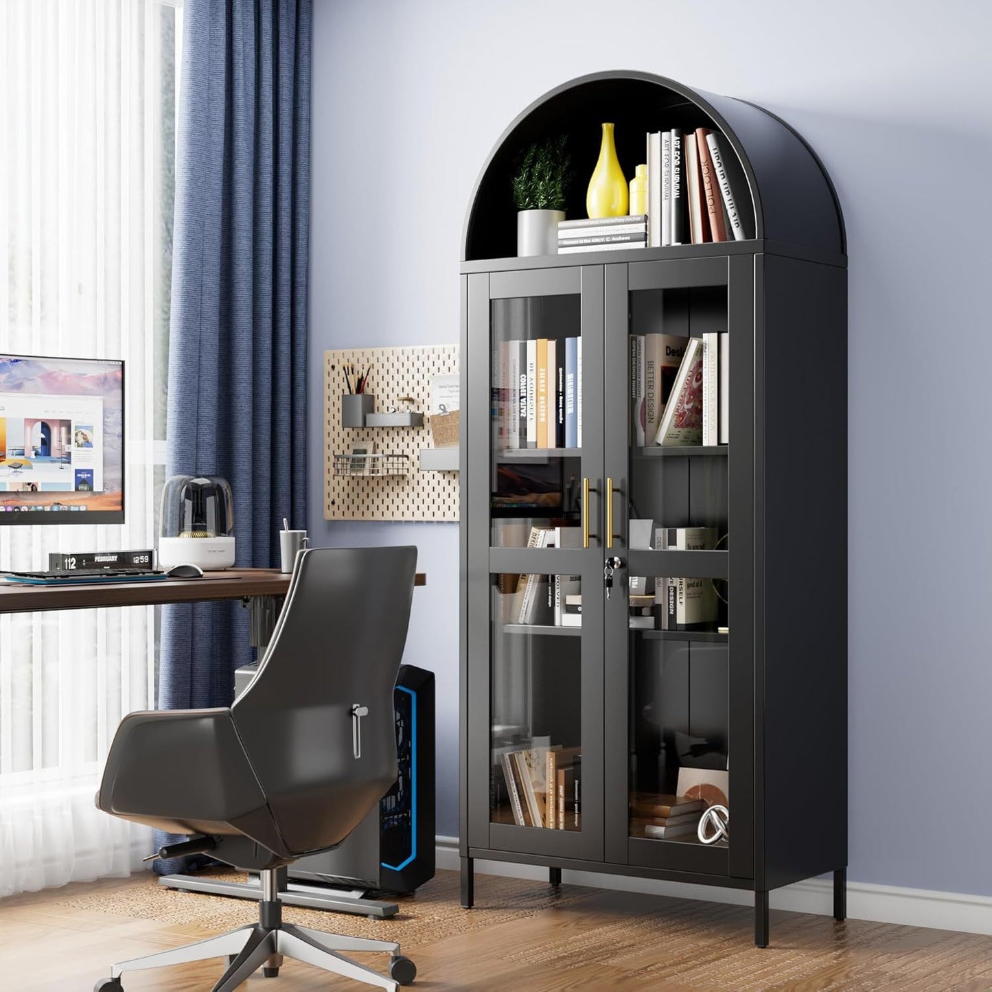 Metal Arched Cabinet With Lock