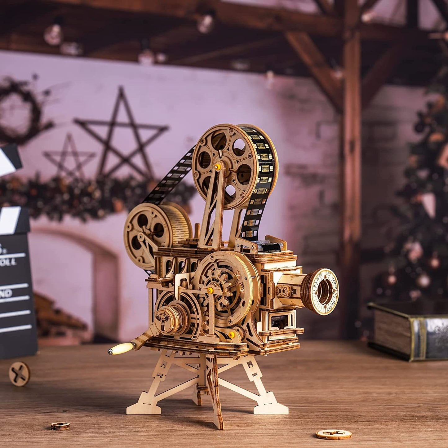 ROKR 3D Wooden Puzzles Vitascope Mechanical Building Kits Movie Projector
