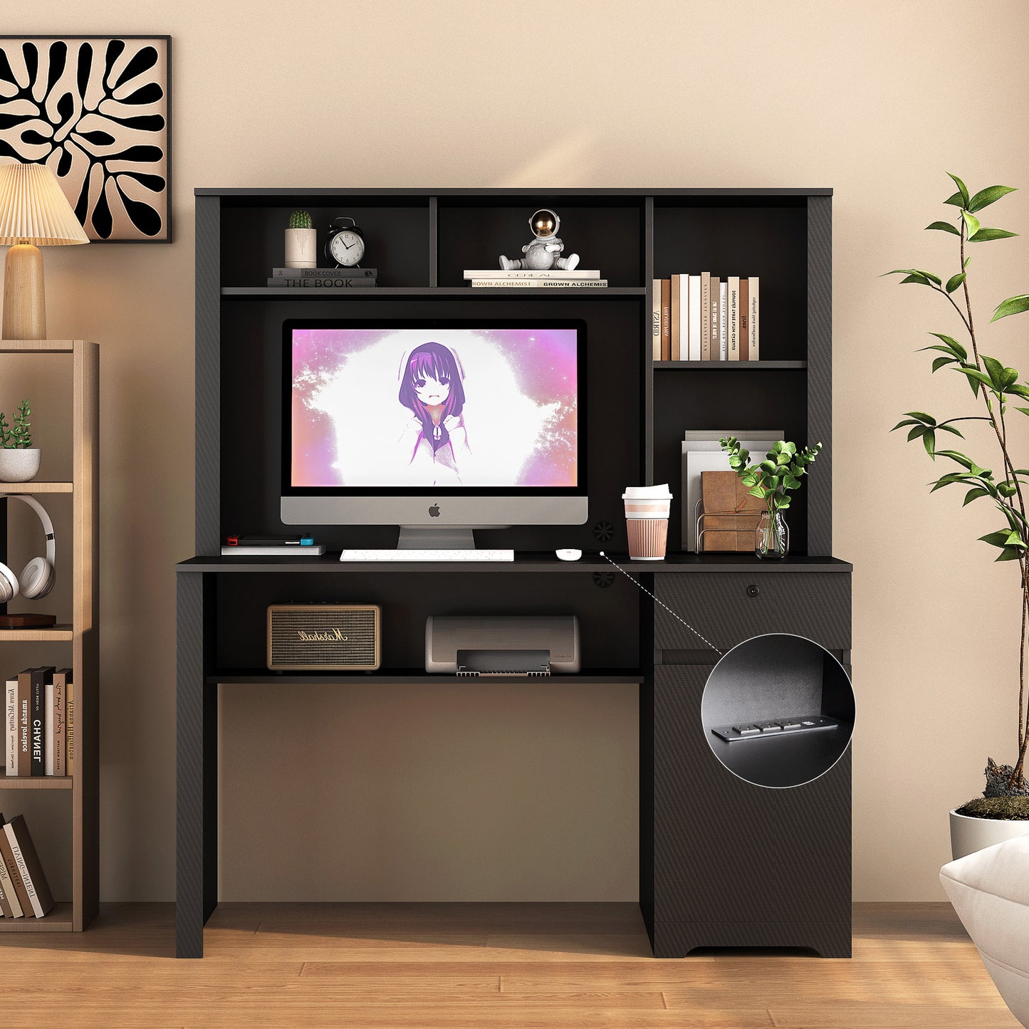 Computer Desk With Hutch & Bookshelf