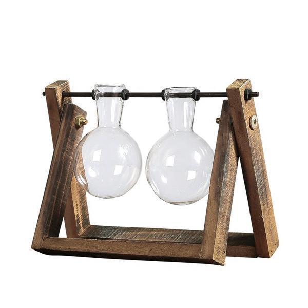 Rustic Plant Propagation with Wooden Stand