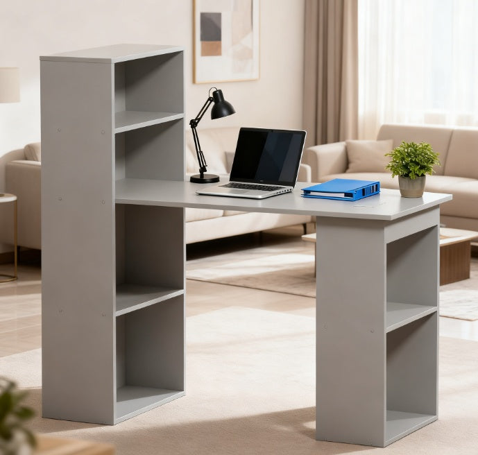 Compact Computer Desk , Writing Table Workstation With Bookshelf