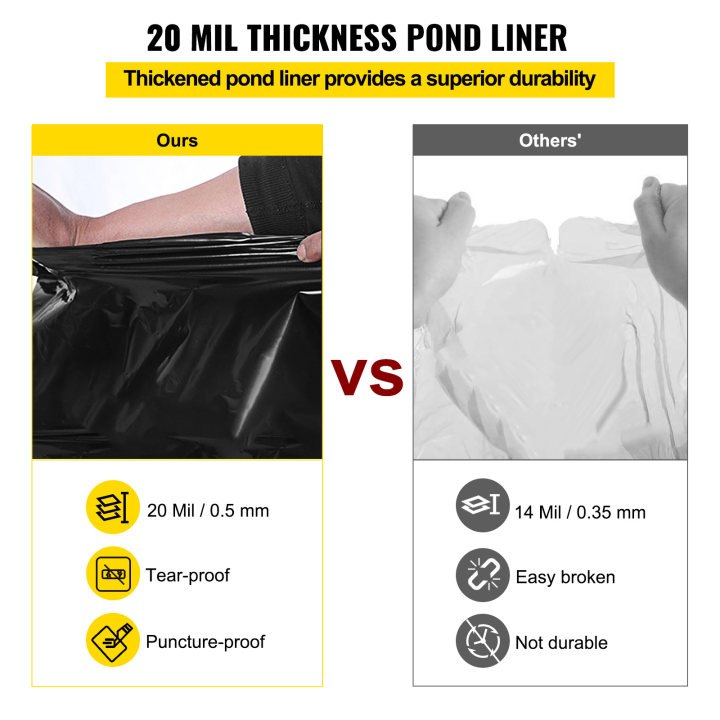 VEVOR LLDPE Pond Liner 15x20 Ft, Pond Liner Fish and Duck Ponds