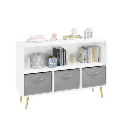 Children's Bookshelf With Foldable Fabric Drawers